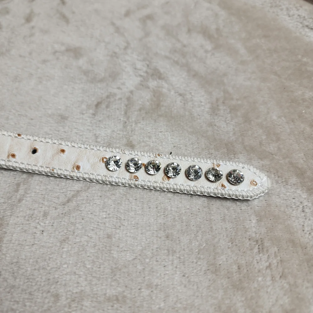 Off White Rhinestone Bling Belt 42